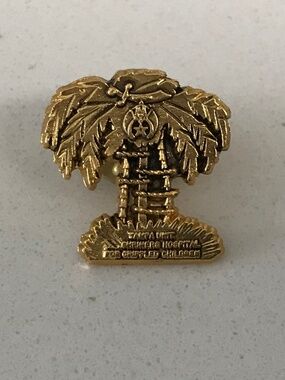 The Shriners Hospital for Crippled Children Lapel Hat Pin Gold tone Brooch